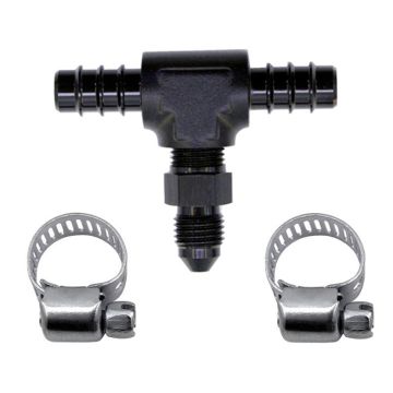 Fuel T Fitting 5/16 Hose Barb to AN4 Male Nitrous Express NX 15235