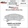 Brzdové desky Wilwood 150-D1159K PM ProMatrix D1159 Street Performance Racing Pads .64