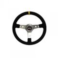GT2I Race Suede Steering Wheel Dished 75 (Suede + Silver Spoke)