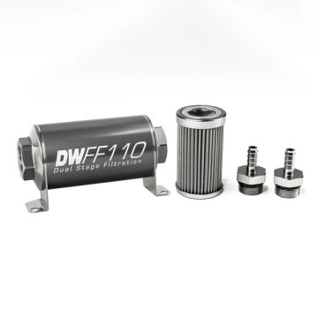 DeatchWerks In-Line Fuel Filter Kit 5/16IN 100 Micron 110mm