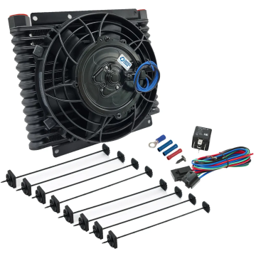 Davies Craig DC600 univerzální chladič motorového a převodového oleje 32 mm 14řadý AN10 sada s 8” ventilátorem 12V