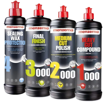 MENZERNA Sada lešticích past 1000 2000 3000 + Sealing Wax Protection korekce a ochrana laku 4x250ml