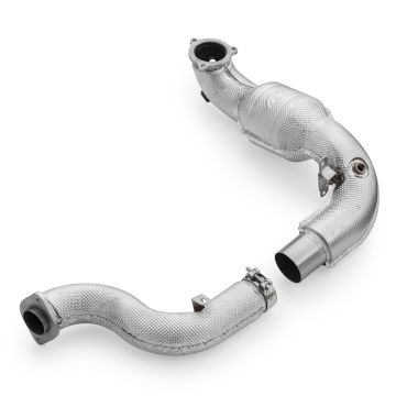 Downpipe with heat shield and catalytic converters for Mercedes-AMG A35 GPF W177 4MATIC MS with GPF OFF 100 cpsi