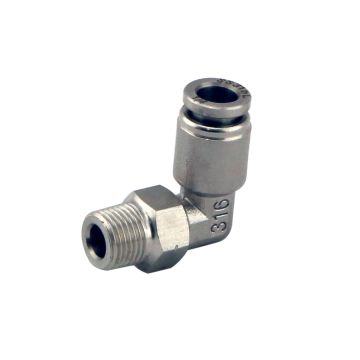 Adapter fitting Turbosmart 90' 1/8 NPT Pushloc 1/4 stainless steel 