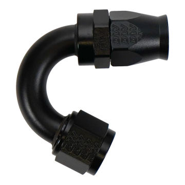 Koncovka hadice 10AN samice Flare otočná s ferulí/olivou 150° PTFE DeatschWerks