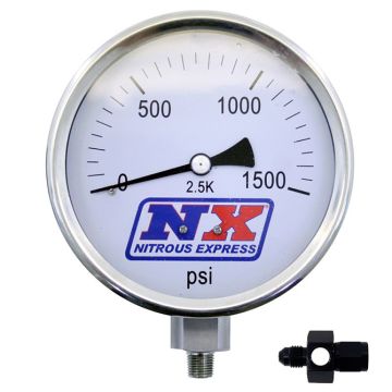 4 Inch Nitrous Pressure Gauge (Liquid Filled) with 6AN Adapter Nitrous Expresss NX 15542