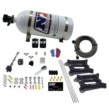 Dual 4150 Conventional Plate System Alcohol Stage 6 50-300Hp with 10Lb Bottle Nitrous Express NX 30245-10
