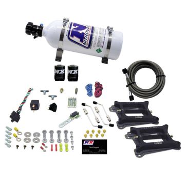 Dual 4150 Conventional Plate System Gasoline Pro-Power 100-500Hp with 5Lb Bottle Nitrous Express NX 50240-05