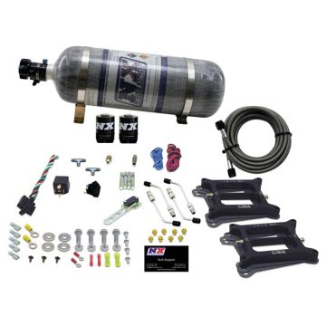 Dual 4150 Conventional Plate System Gasoline Pro-Power 100-500Hp with 12Lb Carbon Bottle Nitrous Express NX 50240-12