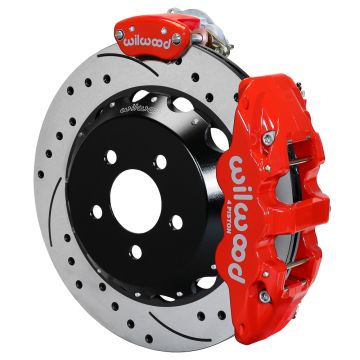Wilwood 140-13888-DR AERO4-MC4 Big Brake Parking Kovaný zadní brzdový kit 14.00 vrtaný červený Ford