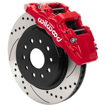 Wilwood 140-17275-DR AERO6-DM Direct-Mount Truck Front Brake Kit 13.38 Drilled Red for Jeep