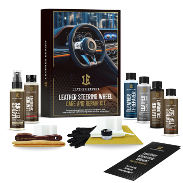 Leather Expert Steering Wheel Care And Repair Kit sada na renovaci černého koženého volantu se saténovým povrchem 305ml