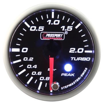 Budík tlaku turba Prosport Boost série Stepper Motor Peak 52mm zelený