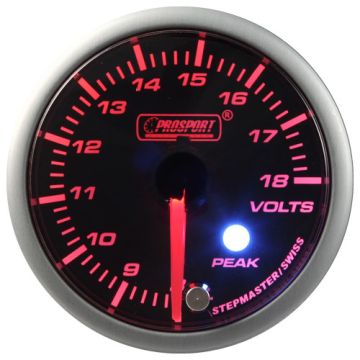 Budík napětí (Voltmetr) Prosport Stepper Motor Peak series 52mm Oranžový