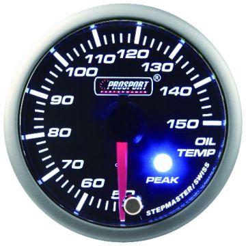 Budík teploty oleje série Prosport Motor Peak stepper 52mm zelený
