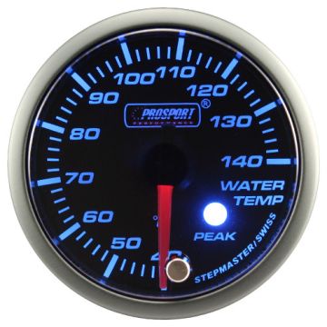Budík teploty vody Prosport Stepper Motor Peak series 52mm Modrý