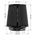 Kuželový vzduchový filtr FMIC.Pro délka 100mm montážní průměr 70mm černý-7