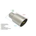 Univerzální koncovka tlumiče výfuku kulatá 80mm délka 120mm montážní průměr 50mm-2