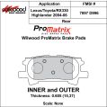 Brzdové desky Wilwood 150-D0996K PM ProMatrix D996 Street Performance Racing Pads .605-2