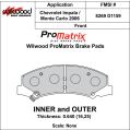 Brzdové desky Wilwood 150-D1159K PM ProMatrix D1159 Street Performance Racing Pads .64-2